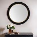 La Vista Black Oak & Gold Round Wall Mirror - 650mm at Online8 Furniture Auckland NZ