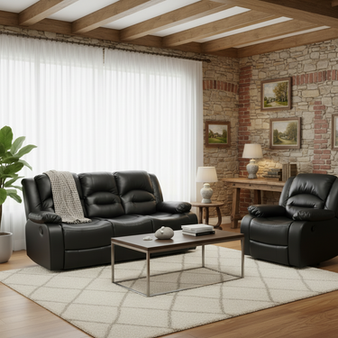 Lara 3RR + R Recliner Black at Online8 Furniture Auckland NZ