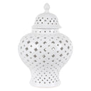 Lattice Ceramic Ginger Jar Medium in white with raised lattice texture, 37cm high