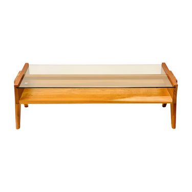 Leeds Glass Coffee Table - Cherry Wood at Online8 Furniture Auckland NZ