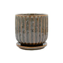 Leonie Brackish Glaze Planter w/Saucer Large at Online8 Furniture Auckland NZ