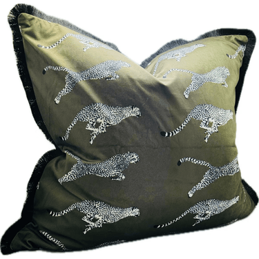 Leopard Print Cushion Cover - Green at Online8 Furniture Auckland NZ