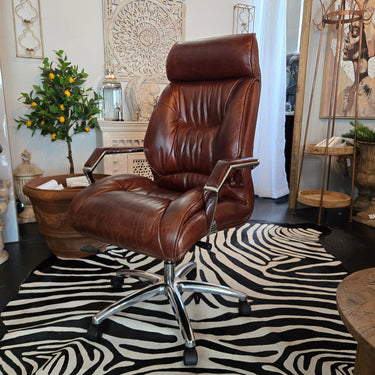 Lincoln Vintage Leather Office Chair - Vintage Cigar at Online8 Furniture Auckland NZ