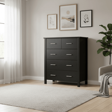 Loft 5 Drawer Tallboy Black at Online8 Furniture Auckland NZ
