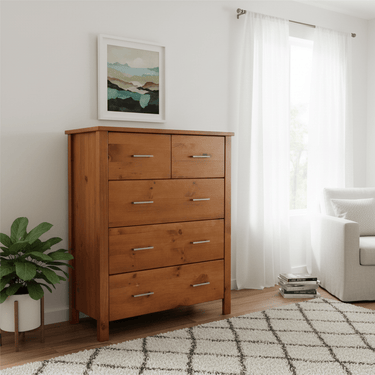 Loft 5 Drawer Tallboy Natural at Online8 Furniture Auckland NZ