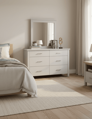 Loft 6 Drawer Dresser with Mirror at Online8 Furniture Auckland NZ