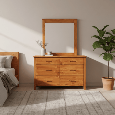 Loft 6 Drawer Dresser with Mirror at Online8 Furniture Auckland NZ