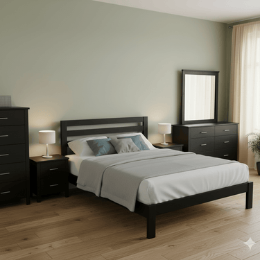 Loft Bedroom Suite - 6 Piece - Black at Online8 Furniture Auckland NZ