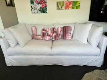 Long Island Slip Cover Sofa - White Linen at Online8 Furniture Auckland NZ