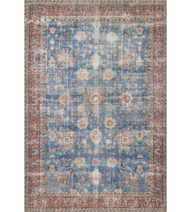 Loren Floor Rug - Blue/Brick at Online8 Furniture Auckland NZ