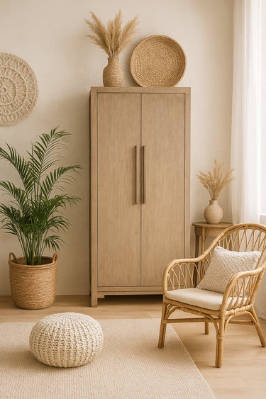 Lotus & Jade Tall 2 Door Cabinet – Poplar at Online8 Furniture Auckland NZ