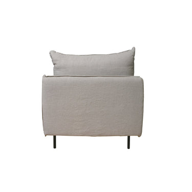 Louis Right Chaise Day Bed in grey linen, W900 x D1800 x H800mm with a deep single-lounger profile