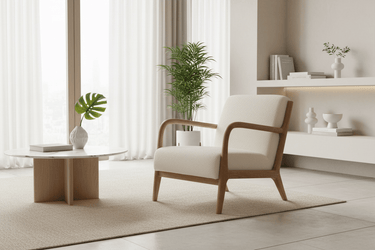 Luca Occasional Chair | Cream & Washed Oak at Online8 Furniture Auckland NZ