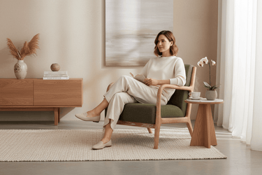 Luca Occasional Chair | Juniper Green & Washed Oak at Online8 Furniture Auckland NZ
