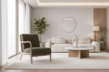 Luca Occasional Chair | Juniper Green & Washed Oak at Online8 Furniture Auckland NZ