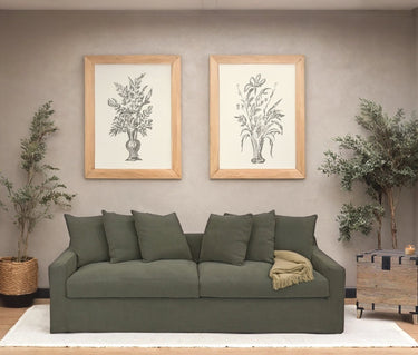 Lucca 3 Seater Slip Cover Sofa - Olive at Online8 Furniture Auckland NZ
