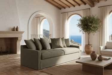 Lucca 3 Seater Slip Cover Sofa - Olive at Online8 Furniture Auckland NZ