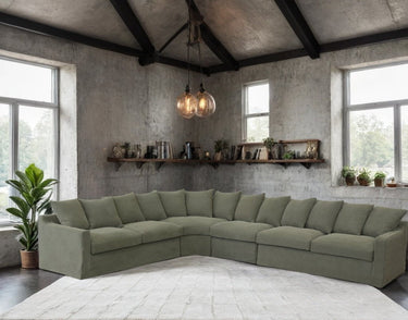 Lucca Modular Slip Cover Lounge Suite - Olive at Online8 Furniture Auckland NZ