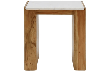 Lucia Acacia & Marble Side Table - Oak Finish at Online8 Furniture Auckland NZ
