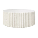 Lulu Ribbed MGO Round Coffee Table - White Fleck at Online8 Furniture Auckland NZ
