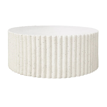 Lulu Ribbed MGO Round Coffee Table - White Fleck at Online8 Furniture Auckland NZ