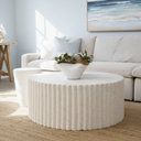 Lulu Ribbed MGO Round Coffee Table - White Fleck at Online8 Furniture Auckland NZ