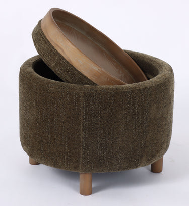 Luna Ottoman - Olive W/ Reversible Ash Wooden Tray at Online8 Furniture Auckland NZ