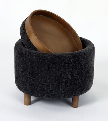 Luna Ottoman - Steel W/ Reversible Ash Wooden Tray at Online8 Furniture Auckland NZ