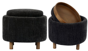 Luna Ottoman - Steel W/ Reversible Ash Wooden Tray at Online8 Furniture Auckland NZ