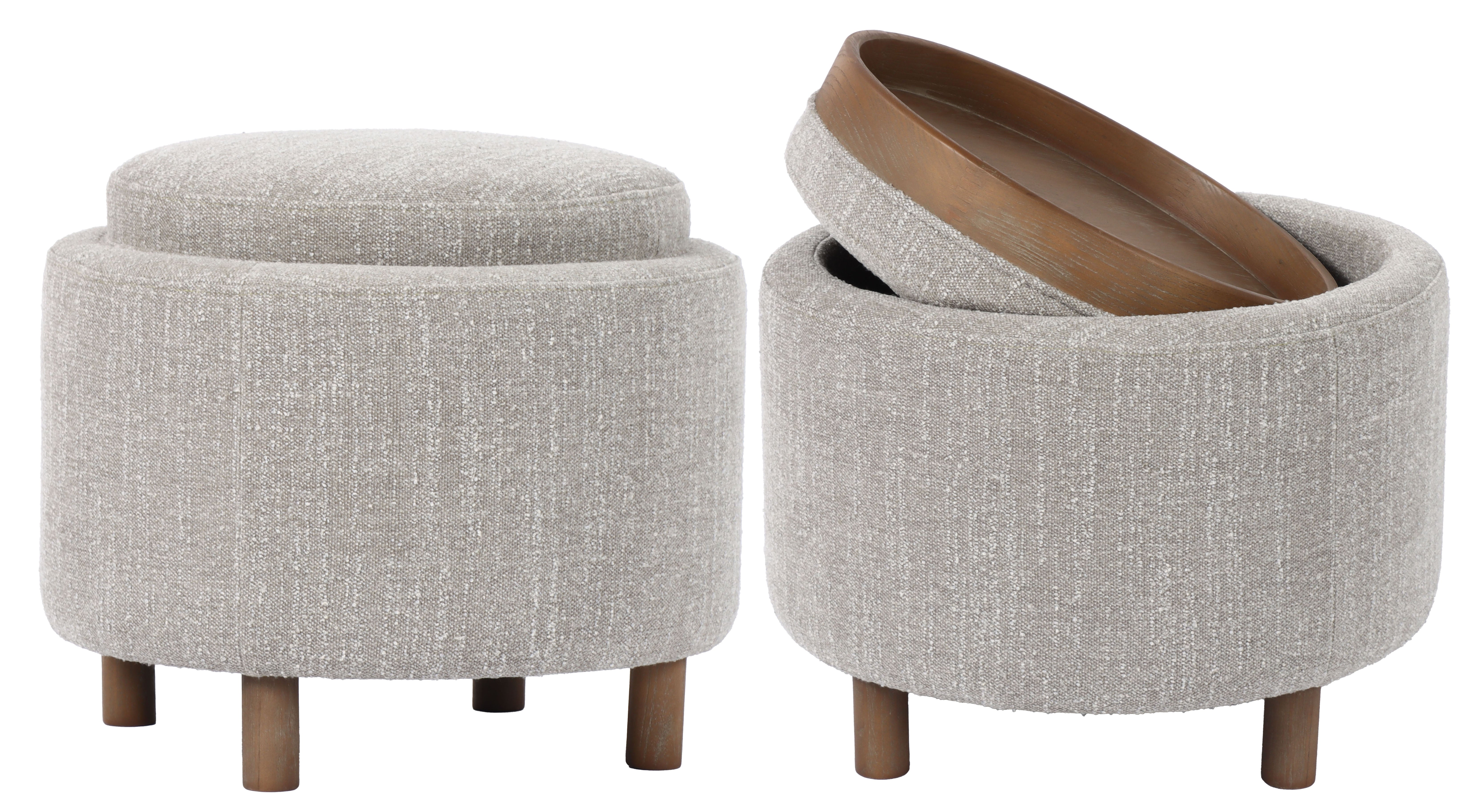 Luna Ottoman - Taupe W/ Reversible Ash Wooden Tray – Online8