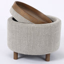 Luna Ottoman - Taupe W/ Reversible Ash Wooden Tray at Online8 Furniture Auckland NZ
