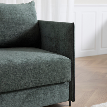 Luoma Sofa Bed in pine green, a space-saving two-seater sofa bed for apartments and compact living