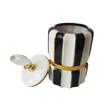 Luxe Bold Striped Vase with Lid at Online8 Furniture Auckland NZ