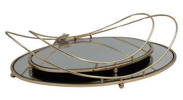 Luxe Decorative Gold Trays Oval Set/2 at Online8 Furniture Auckland NZ