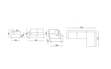 Lynx 3 Seat Sofa with Chaise at Online8 Furniture Auckland NZ