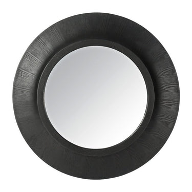 Madrid Black Wooden Round Mirror 90cm at Online8 Furniture Auckland NZ