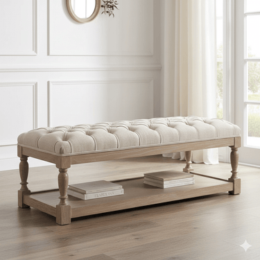 Maison Tufted Upholstered Bench at Online8 Furniture Auckland NZ