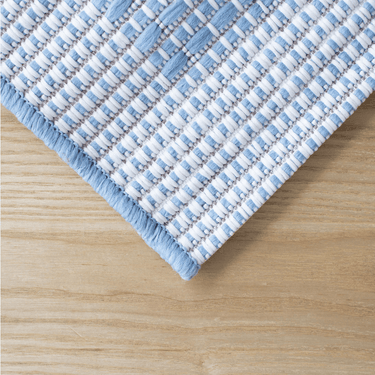Makana Indoor/Outdoor Border Light Blue Rug at Online8 Furniture Auckland NZ