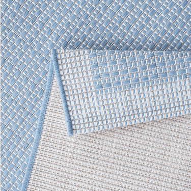 Makana Indoor/Outdoor Border Light Blue Rug at Online8 Furniture Auckland NZ