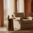 Malibu Round Side Table | Warm Iron Brown & Brass at Online8 Furniture Auckland NZ