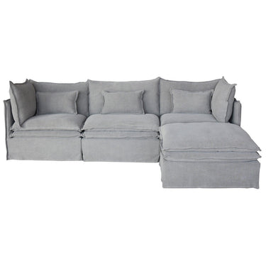 Malta Slipcover Modular Sofa - Crnr+1+Crnr+Ottoman - Grey at Online8 Furniture Auckland NZ