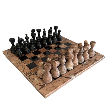 Large Marble Chess Set - Black & Brown at Online8 Furniture Auckland NZ