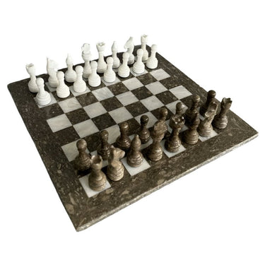 Large Marble Chess Set - Brown & White at Online8 Furniture Auckland NZ