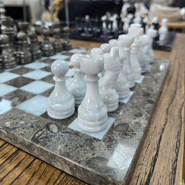 Large Marble Chess Set - Brown & White at Online8 Furniture Auckland NZ