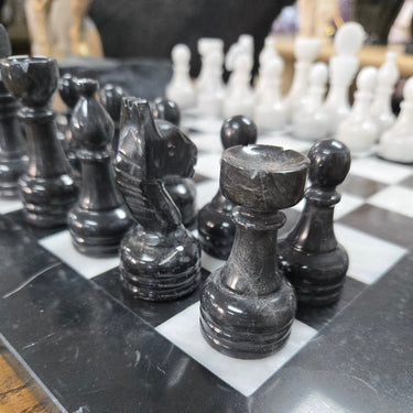 Marble Chess Set - Black & White at Online8 Furniture Auckland NZ
