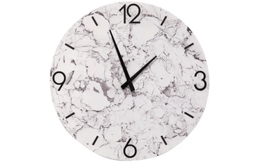 Marble Look Wall Clock - White at Online8 Furniture Auckland NZ