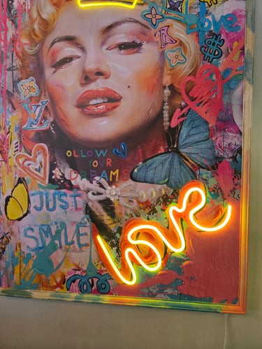 Marilyn Pop Wall Art with Neon Lights at Online8 Furniture Auckland NZ