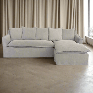 Marsala Slip Cover Sofa with Reversible Chaise - Grey at Online8 Furniture Auckland NZ
