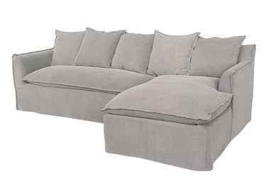 Marsala Slip Cover Sofa with Reversible Chaise - Grey at Online8 Furniture Auckland NZ