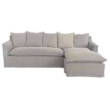 Marsala Slip Cover Sofa with Reversible Chaise - Grey at Online8 Furniture Auckland NZ